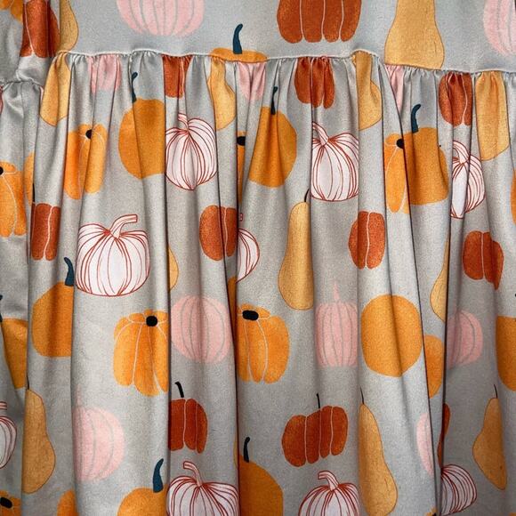Girl's Orange & Gray Pumpkin A-Line Dress - Size 8 - Picture 7 of 7